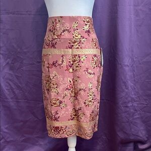 LuLaRoe Pink and Gold Floral Pencil Skirt